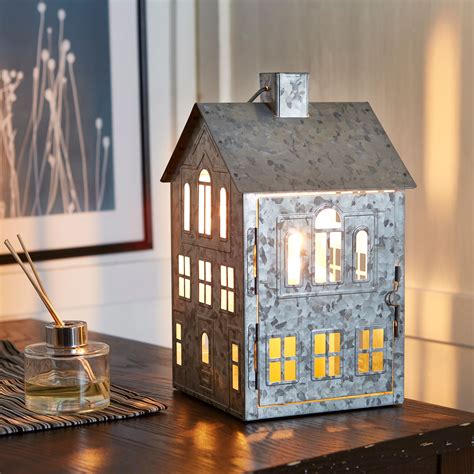 galvanized metal house candle holders|house shaped candle holder.